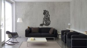 Dřevěný obraz na zeď - Kočka v rozměru 50x36cm | bílá, černá