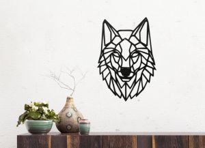 Dřevěný obraz na zeď- Vlk 50x36cm | bílá, černá