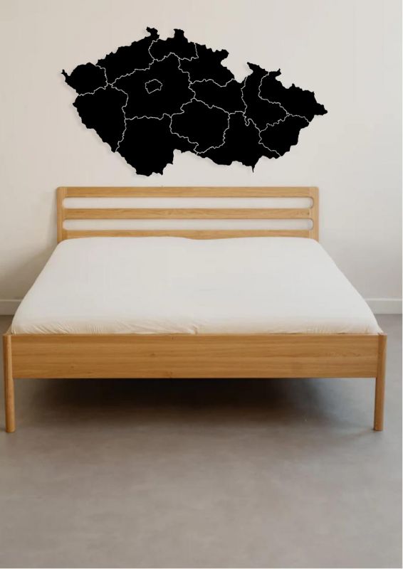 Mapa České republiky na zeď - okresy černá 88x50cm