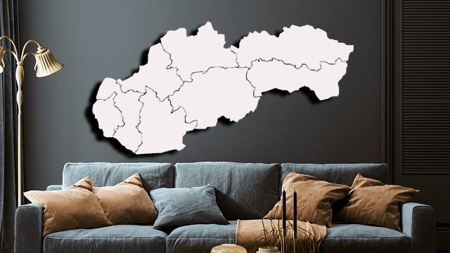 Mapa Slovenska na zeď - okresy bílá 60x30cm