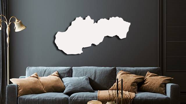 Mapa Slovenska na zeď - plná bílá 60x30cm