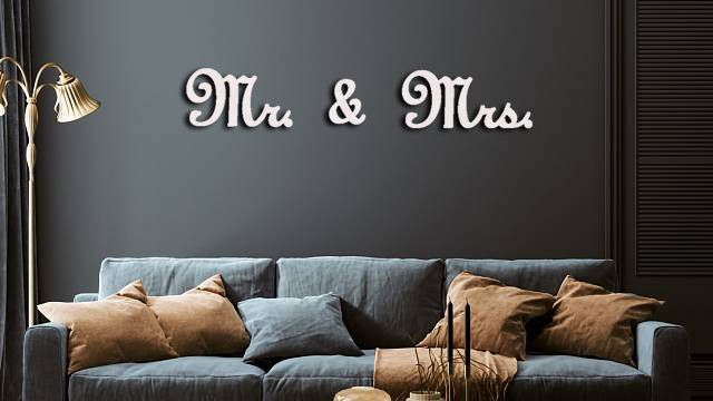 Svatební dekorace-Mr. and Mrs. 15cm - bílá
