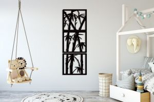 Obraz na zeď - Bambusový les 100x36cm | černá, bílá