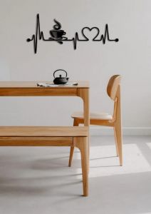 Obraz na zeď dřevěný- Coffee 50x21cm | černá, bílá
