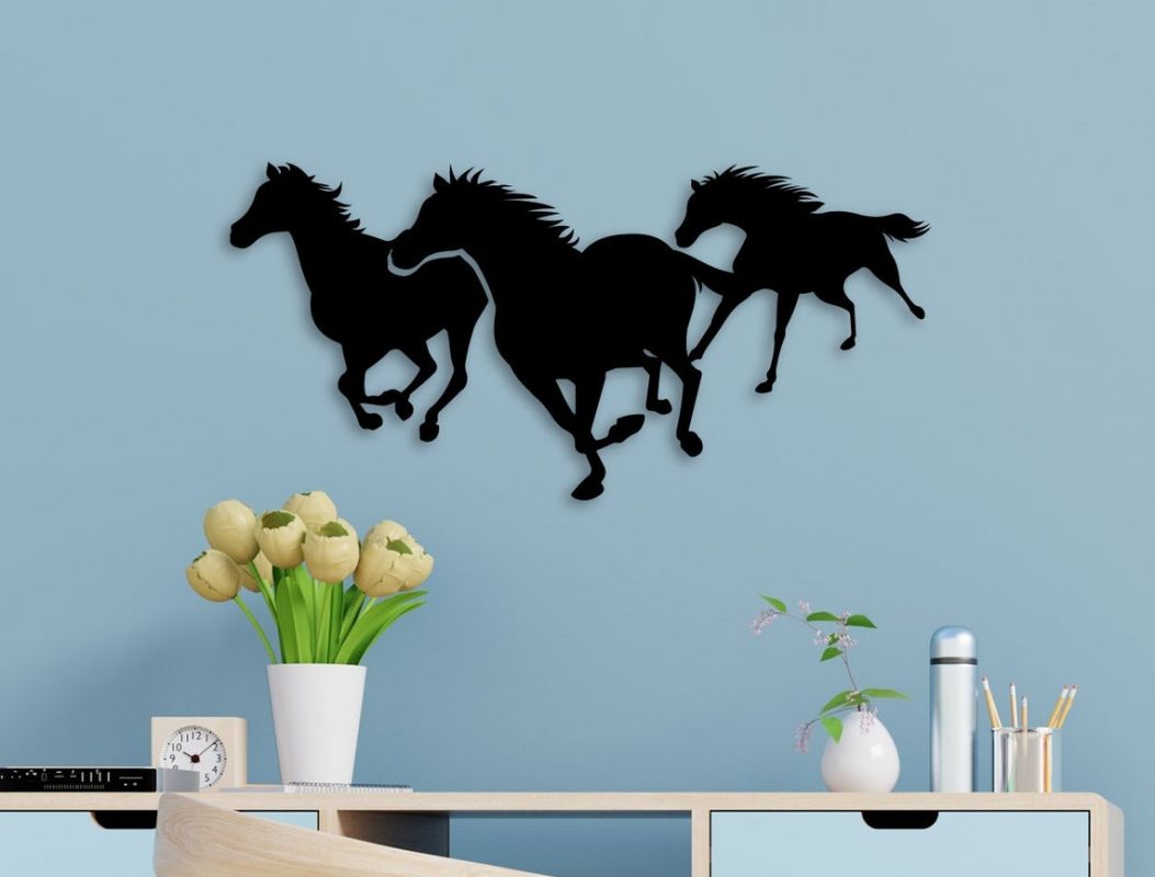 Obraz na zeď dřevěný-Koně 