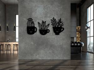 Moderní obraz do kuchyně - Pokojové květiny, černý