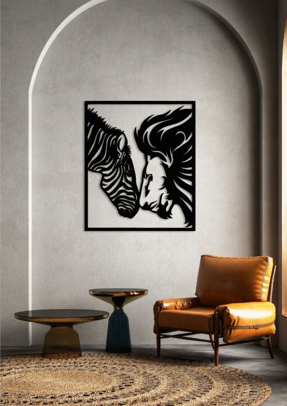 Moderní obraz do obýváku - Zebra a lev
