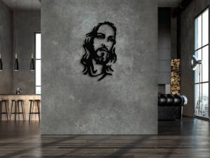 Obraz na zeď - Tvář Ježíše, černý obraz