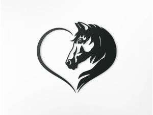 Samolepka na zeď - Kůň Love, černá