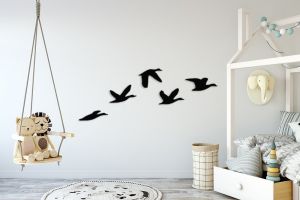 Samolepka na zeď - Letící ptáci, černá