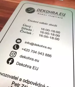 Cedule otevírací doba, vlastní text