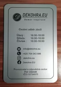 Cedule otevírací doba, stříbrná