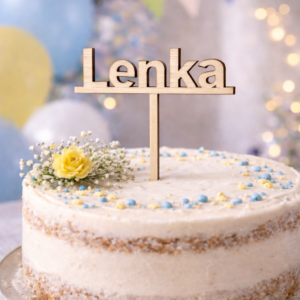 Dřevěný zápich na dort se jménem - vlastní text