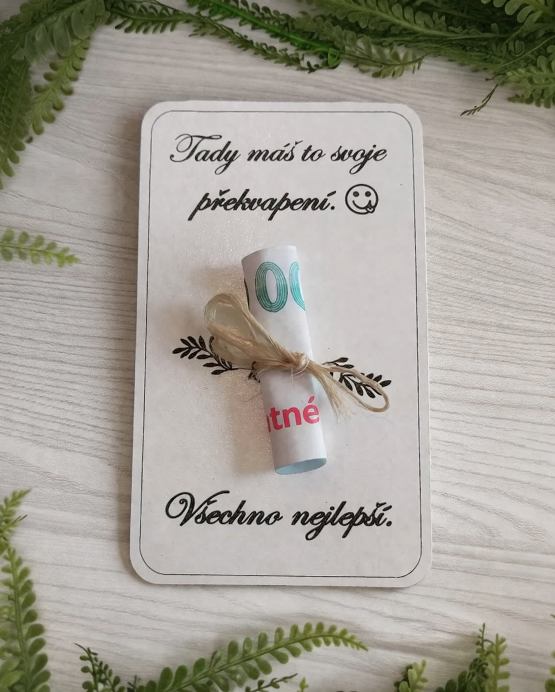 Dřevěné překvapení k narozeninám - obálka na peníze