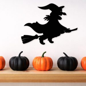 Čarodějnice dekorace na zeď - Dřevěná Halloweenská dekorace