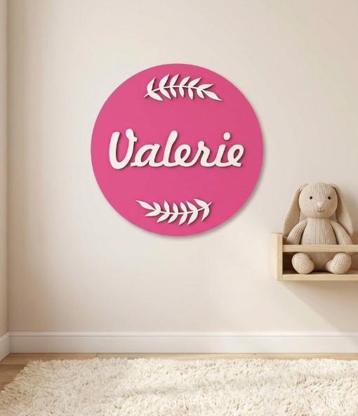 Dekorace do pokoje pro holky - Růžová jmenovka