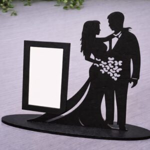 Dřevěný fotorámeček se stojánkem - Ženich a nevěsta