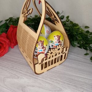 Dřevěný košík na vajíčka - Originální Velikonoční košík