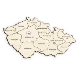 Dřevěná mapa České republiky na zeď, topolová překližka