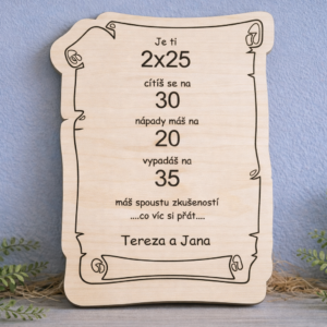 Dárek k 50. narozeninám - Dřevěný pergamen