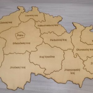 Dřevěná mapa České republiky na zeď