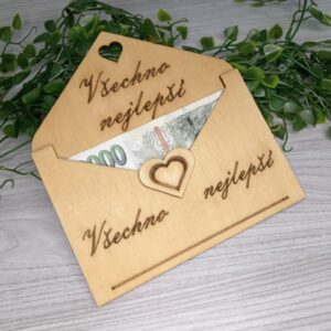 Vtipný přání k narozeninám - Dřevěná obálka
