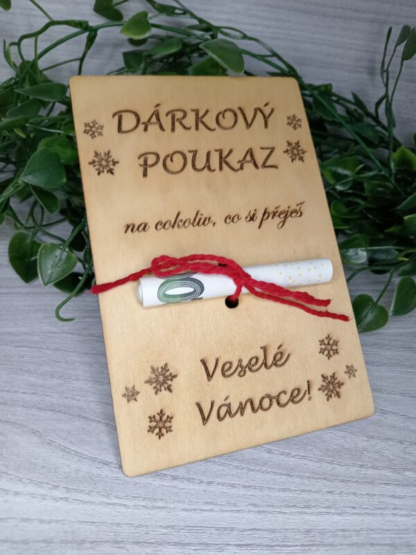 Vánoční poukaz - Dřevěný dárkový poukaz