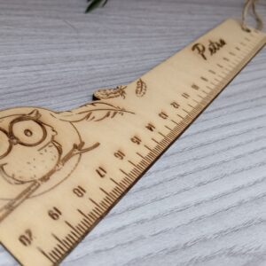 Dřevěné pravítko pro děti - Sova 20 cm