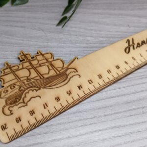 Dřevěné pravítko pro děti - Loď 20cm