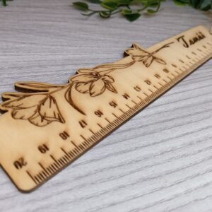 Dřevěné pravítko pro děti - Květiny 20cm