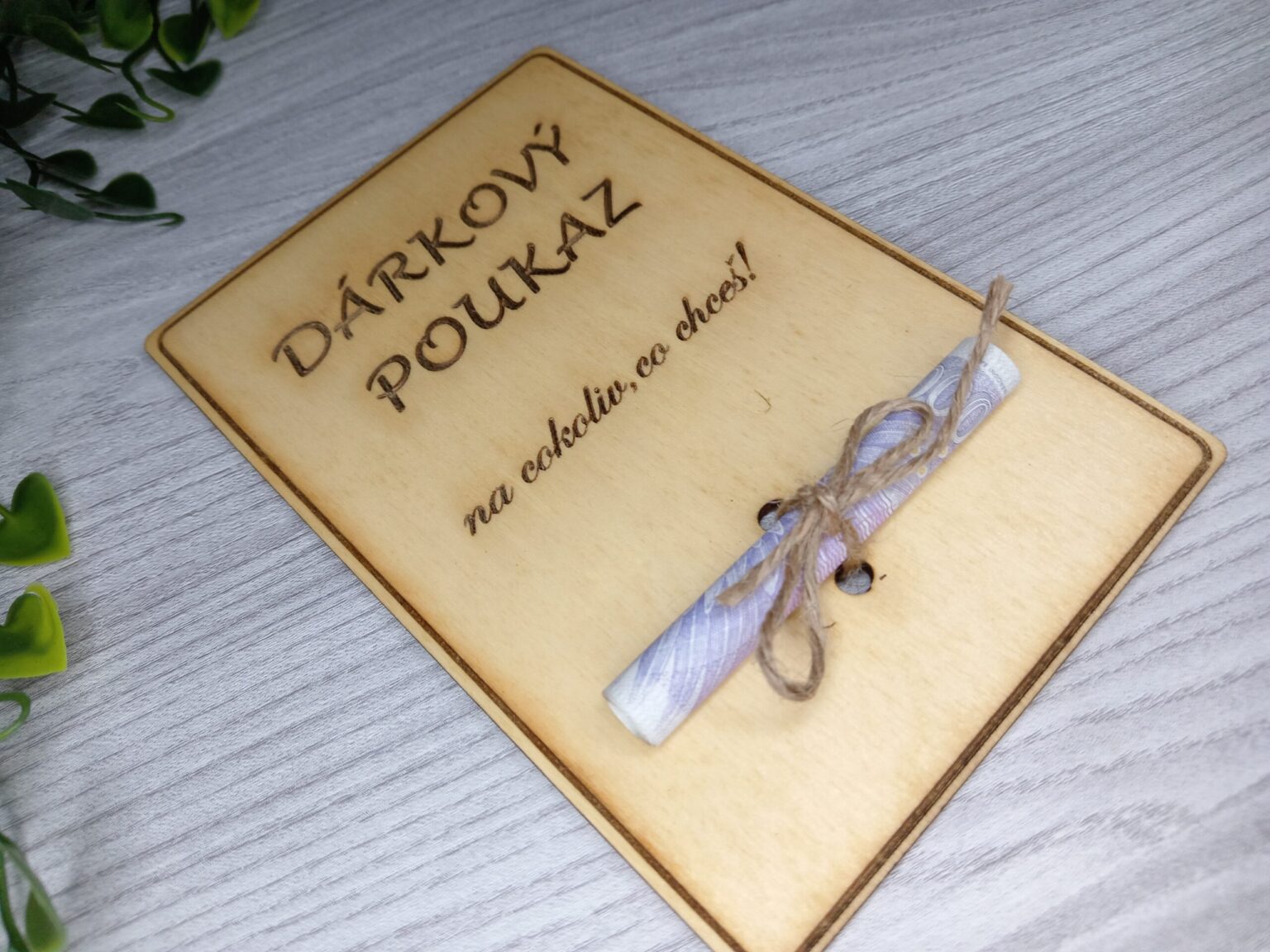 Narozeninový poukaz – Dřevěný dárkový poukaz