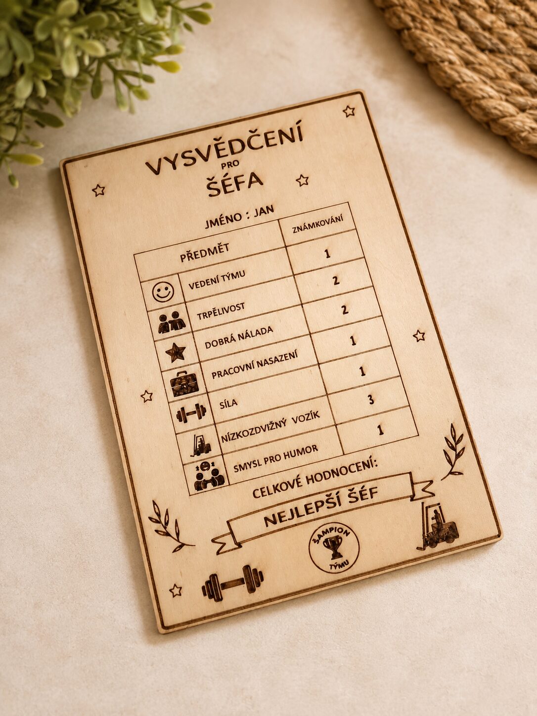 Vysvědčení s vlastním textem