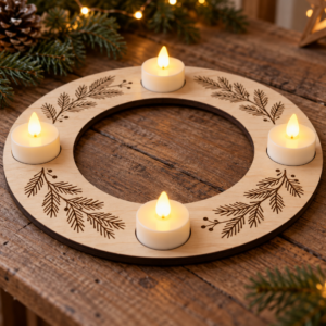 Dřevěný adventní věnec na stůl